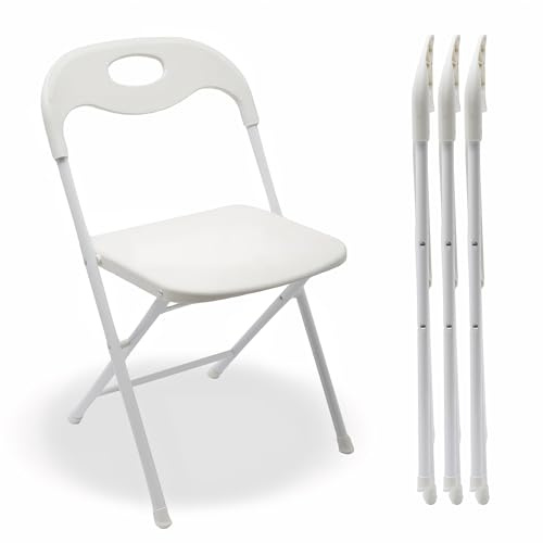 Huacan Klappstühle Set 4 Stück Weiß Klappbare Stühle Belastbar Bis 150 kg Klappstuhl Geeignet für Männer Damen Büro Haus