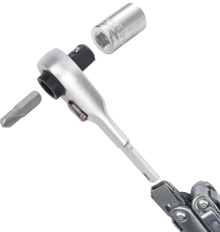 Cosmedge Flat End 2 in1 EDC Ratchet Wrench Screwdriver for LEATHERMAN Multitool Accessories, Compatible with Multitools Flat Bit Adapters