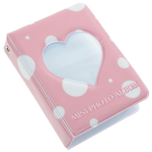 Cabilock Miniálbum de Fotos Pequeño para Parejas Almacenamiento para Tarjetas Fotográficas de 3 Pulgadas Diseño Rosa Corazón Hueco Portátil y Ligero Adecuado para Viajes y Regalos