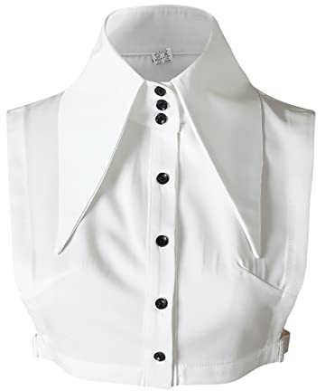 Richymfa Cuello falso mujer elegante falso medio corbata cuello desmontable mujer clásico blusa falsa cuello puño cuello Dickey solapa falso para niñas y mujeres, Color blanco., Talla única
