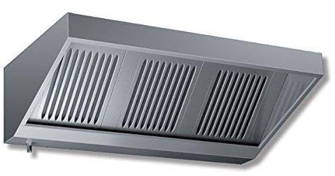 Cappa aspirante acciaio inox Professionale d’aspirazione a parete mod. SNACK con motor cm. 260x70x45H