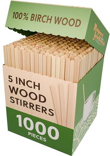 [1,000 Count] Birch Wood Stir Sticks for Coffee Bar, Wooden Stir Sticks for Coffee 5.5 Inch Length (Natural)