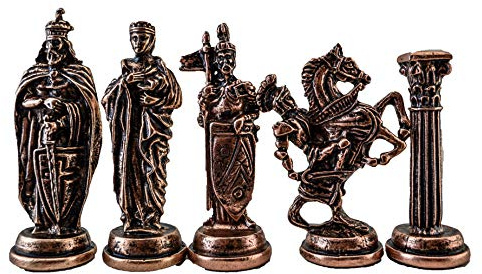 Lot de 32 pièces d'échecs en cuivre antique de l'armée britannique royale médiévale faite à la main (sans plateau)