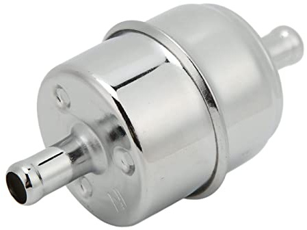Fuel Filter, 3/8 Inch High Flow Fuel Filter Inline Hose 9746 Chrome Universal Metal Car Fuel Filter
