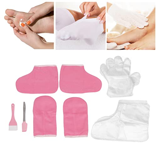 MOUMOUTEN Frottee-Stiefel für Füße – Dicke Spa-Therapie-Handhandschuhe, Paraffinwachs-Handschuhe und Stiefeletten, Wärmetherapie-Spa-Behandlung, Bräunungshandschuhe, isolierte weiche Baumwolle