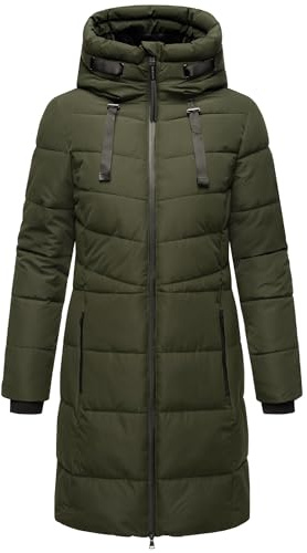 MARIKOO Abrigo de invierno para mujer, abrigo acolchado cálido, largo con capucha ajustable y cuello alto Natsukoo XVI XS-6XL