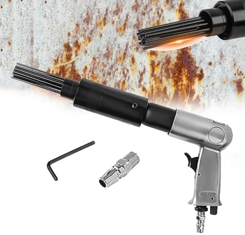 HDaspijh Escalador De Aguja NeumáTico, Pistola De DesoxidacióN De Aguja De Cincel De Chorro NeumáTico, 19 Agujas para Eliminar Pintura, óXido, Escoria, CorrosióN, Kit De Herramientas De Desbarbado,A