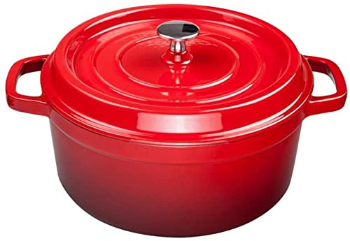 Braising Pans 24cm Soup Pot Household Thickened Enamel Small Saucepan Non Stick Sauce Pan Induction Cooker Gas Stove Electric Ceramic Stove Universal Cooking Pot Casserole Dish (Color : Red)(Red)