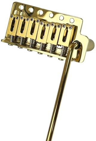 OVSAL 10.5mm Electric Guitar Bridge Vacuum Gold 6 Point tremolo bridge Stainless Steel Saddles Plate Brass Block Electric Guitar Bridge 6 String Start Stratocaster