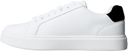 Calvin Klein Uomo Sneakers con Suola Preformata Classic Laceup in Pelle, Bianco (Bright White/Black), 43