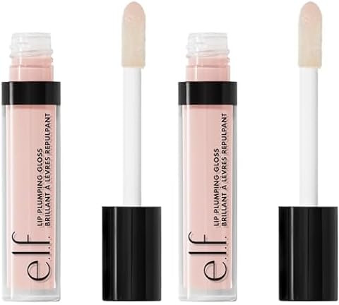 e.l.f. Lip Plumping Gloss, High Shine & Sheer Colour, Soothing & Cooling Sensation, Instant Results, Pink Paloma (Pack of 2)