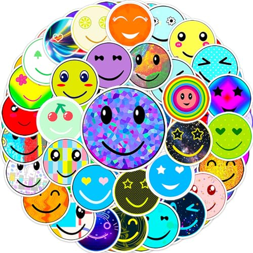 Stickers for Children 100 Happy Face Sticker Pack, Prizes for Kids Classroom, Waterproof Vinyl Stickers for Water Bottle Laptop Scrapbook Skateboard Journal Luggage Suitcase Tumbler Scooter Tablet etc