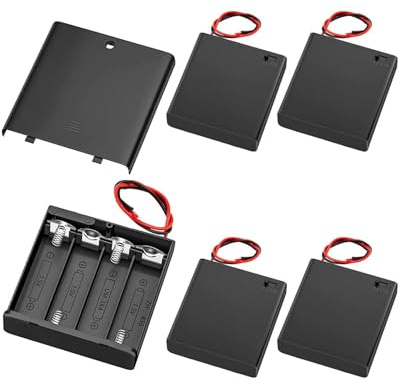 DAFNE 5 Pezzi Portabatterie AA con Interruttore USB, AA Supporto Batteria, Custodia per Batterie AA in Plastica con Presa USB Femmina,per Auto RC, Luci LED, e Progetti Elettronici(B)