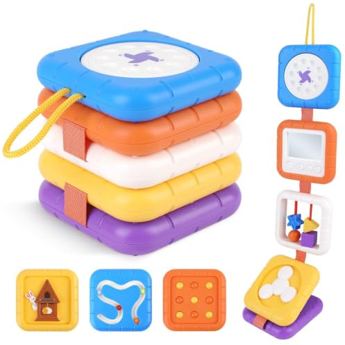 Busy Cube Travel Toys for Toddlers 18M+, 8-in-1 Montessori Activity Cube
