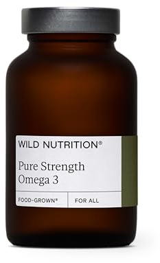 WILD NUTRITION Food-Grown® Pure Strength Omega 3 Supplement | Fish Oil Capsules with 250mg of DHA & EPA | Fish Oil Omega 3 Fatty Acid Supplements | 120 Capsules