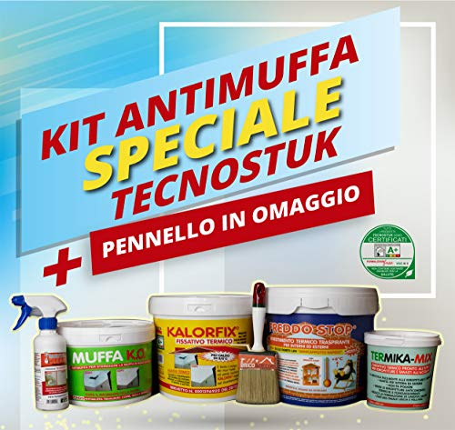 KIT ANTIMUFFA SPECIALE TECNOSTUK - 1 MUFFA CLEAN ML. 250 + 1 MUFFA KO LT.3 + 1 KALORFIX LT.5 + 1 FREDDO STOP LT.5 + 1 TERMIKA MIX LT.1 + 1 PENNELLO OMAGGIO…