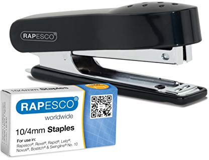 Rapesco 1573 No.10 Mini Agrafeuse et 1000 Agrafes Type 10/4 mm, Noir | Capacité 12 Feuilles