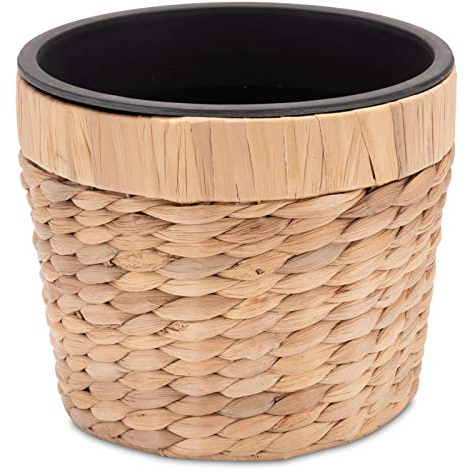 Decorasian Pot de Fleurs Rond tressé en jonc de mer avec Insert en Plastique Stable pour la Plantation - Pot de Fleurs - 20cm