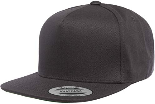 Yupoong Classics 5-Panel Cotton Twill Snapback Cap Chapeau, Gris foncé, Taille Unique Mixte