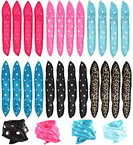 Alldo 24Pcs No Heat Hair Curlers - Sponge Rollers, Wave Formers for Long Short Hair - Sleep in Curlers - DIY Hair Tools - Pillow Soft Curls (6 Color*4 Pcs)