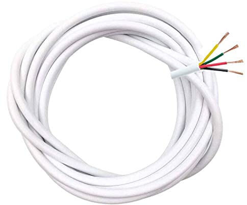 BlueXP 5M Câble en Cuivre de 4 Conducteurs Couronne de Câble Blanc Rond pour Ligne de Contrôle de Signal ou Ligne D'alimentation D'interphone de Contrôle D'accès