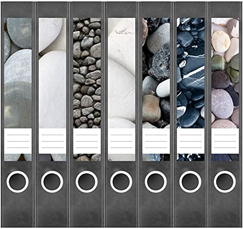 Etiketten für Ordner | Motiv Mix 19 | 7 Aufkleber für schmale Ordnerrücken | Selbstklebende Design Ordneretiketten Rückenschilder