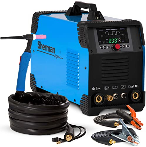 ALLWELD DIGITIG 200 Multipro - 200A HF-Zündung WIG Schweißgerät AC DC Puls mit 10 Speicherkanälen und Auswahl der Wellenform - Möglichkeit der Fernsteuerung - IGBT-Technologie - Set: Solo