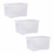 TENLITE 60 Litre Large Plastic Storage Box with Lid - PACK OF 3 | Clear Transparent Storage Container (60L Crystal Container)