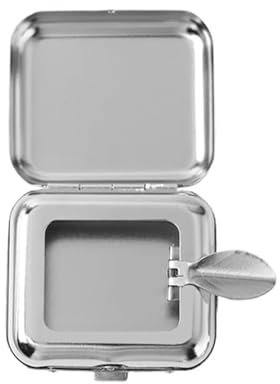Portable Metal Travel Ashtray with Lid - Mini Pocket Square Cigarette Ash Container for Outdoor, Camping, Car, Garden, Bar Use - Odourless