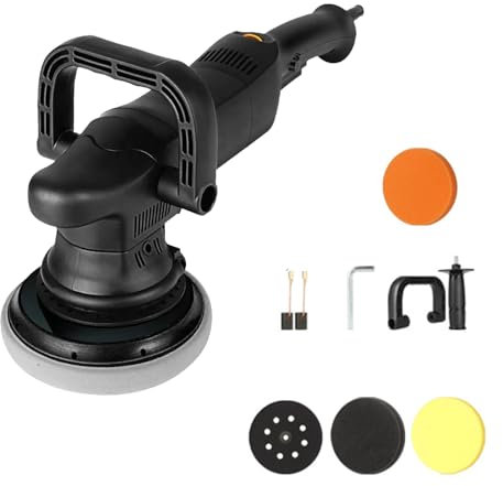 MYVVKIA Machine de Polissage de beauté de Voiture 1250 W, Machine de Cirage et de Polissage de Voiture, réglage à Six Vitesses de 700 à 3800 TR/Min, Distance Excentrique de 21 mm