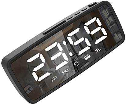 GOOHOCHY Reloj De Espejo Radio Led para Dormitorio Despertador Electrónico Pequeño De como Despertador Silencioso Decorativo