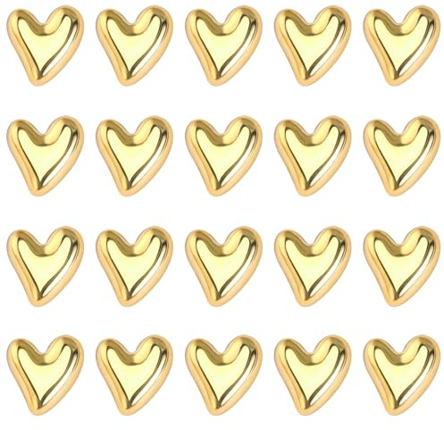 Noaxylic 20 Piezas Imanes para Nevera, Imanes de Nevera en Forma de Corazón, Bonitos Magnets Decorativos, Magnets para Pizarra Blanca, para Pizarras Blancas, Taquillas, Hogar, Oficina, Cocina, Dorado