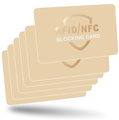 RFID Blocking Card 6 Pack,Credit Card Protector,Force Field max Card Protector,RFID Card Blocker for Debit Cards,Card Blocker for contactless Cards,One Card Protect Entire Wallet (Golden, 6 Pack)