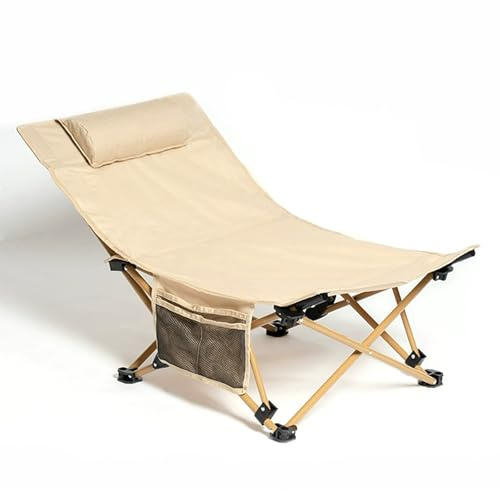 Sedia da campeggio pieghevole portatile, regolabile, in acciaio, con poggiatesta e tasca laterale, ideale per spiaggia, prato, sport all'aria aperta, viaggi e viaggi