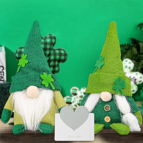 Hojalis 2 Pezzi Gnome di San Patrizio, Peluche Gnomi Irlandesi, Decorazioni In Peluche Shamrock, Statuetta Di Gnomo Irlandese, Bambola Elfo Nano Fatta A Mano Per Decorazione Domestica, Vacanze
