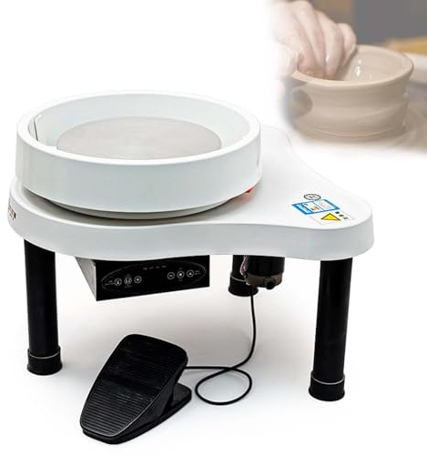 CUTANGELAR Elektrisk Drejskiva,32 Cm Drejskiva Med Justerbar Hastighetspedal, Ger Utökad Arbetsyta Med 200 W Motoreffekt. Utformad För Keramikformning Av Vuxna Och Nybörjare.(White)