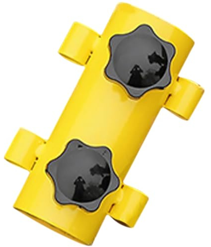 JUMPLAWN Soporte para Poste de Toldo Ajustable Amarillo, Fijador de Tubo para Acampar, Base Resistente para Varilla de Tienda, Accesorio para Camping y Senderismo, 1 Pieza