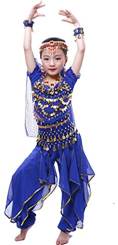 Astage MAdchen Halloween Bauchtanz KostAm, BlauSaphir, L-7-11 years