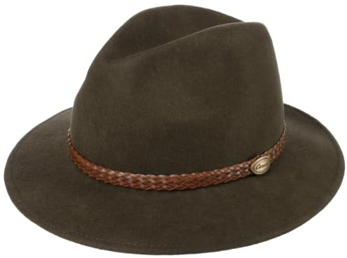 Lipodo Outdoor Traveller Felt Hat Wool Faux Leather Band Made in Italy Men Winter Olive