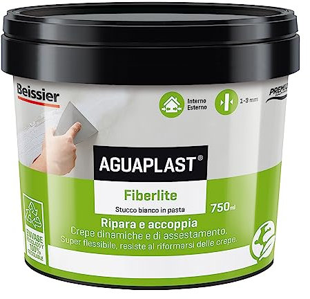 Aguaplast Fiberlite, stucco pronto all'uso per crepre dinamiche, cavillature e piccole crepe finitura liscia, 750ml