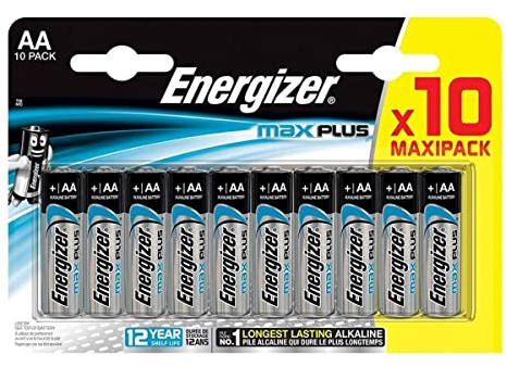 Energizer Max Plus AA Batterien (10 Stück) - Alkali-Batterie 1,5V - Bis zu 200% längere Leistung - Leistungsstark und Langlebig - 100% plastikfreie Recycelbar Verpackung - 10 Jahre lagerfähig