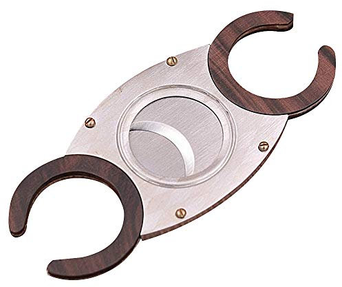 amropi Taglia Sigari Acciaio Inossidabile Ghigliottina Doppio Cut Lama in Custodia Regalo (Argento x 1)