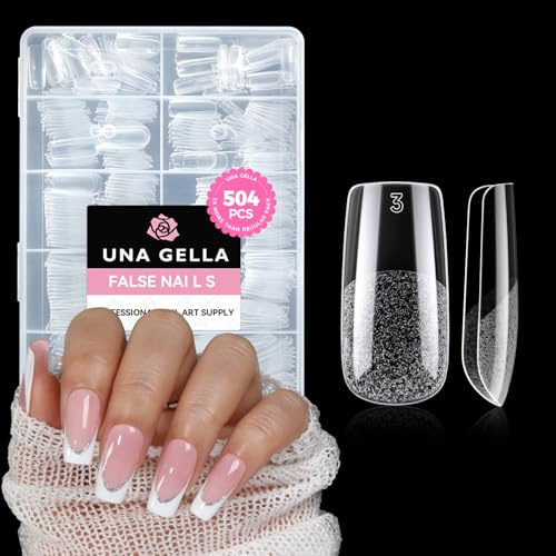 UNA GELLA Square Fake Nails 504PCS Gel Nail Tips Clear Press On Nails
