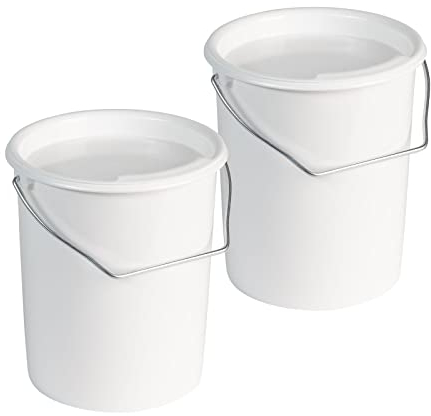 Westmark 237922E3 Lot de 2 seaux à Lait/Stockage/Nourriture avec Anse et Couvercle - Capacité : 3 l - en Plastique - Blanc