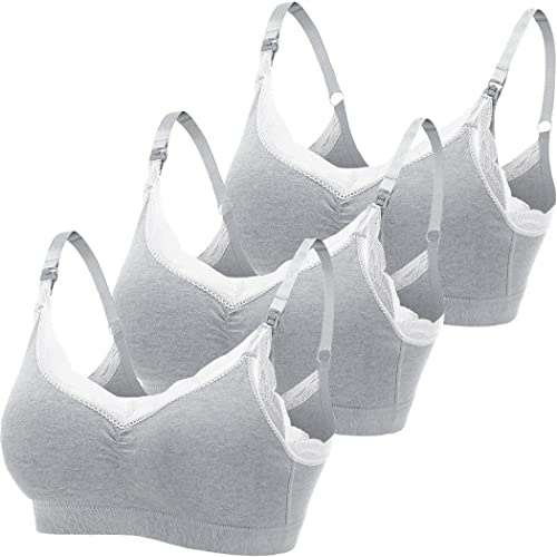 ZESLIV 3PCS Soutien-Gorge d'allaitement en Coton Dentelle Brassière sans Armature Soutien Gorge Maternité sans Couture