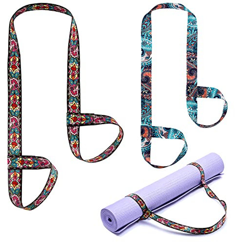 Minatee 2 Pcs Yoga Mat Strap Sling Adjustable Thick Mat Carrier Stretching Strap Yoga Mat Sling Holder Women Stretching Band