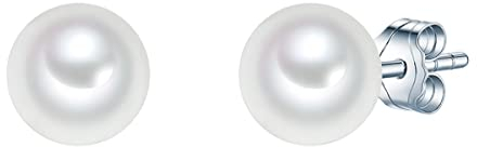 Rafaela Donata Damen Ohrstecker aus 925/- Sterling Silber mit Rund Muschelkernperle 8 mm weiß - Perlenohrstecker