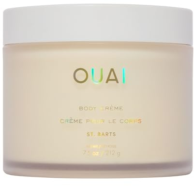 OUAI Body Creme, St. Barts - Super Hydrating Whipped Body Cream - Cupuacu Butter, Coconut Oil & Squalane Soften Skin for a Healthy Glow - Scented with Dragon Fruit, Orange & Amber - 7.5 fl oz