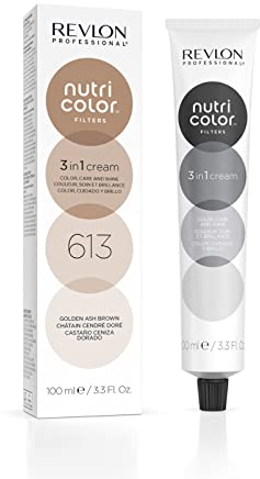 Revlon Professional Nutri Color Filters, Maschera Colorante per Capelli 3 in 1, Colore;Trattamento e Luminosità Intensi, Golden Ash Brown 613, 100 ml