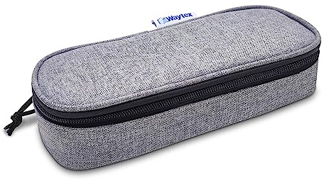 Waytex 931161 Astuccio ovale grande capienza semi-rigido con cerniera scolastica, ufficio, deposito, cosmetici, 23 x 9 x 6 cm, colore: grigio, grigio, unica, Astuccio portamatite ovale semi rigido
